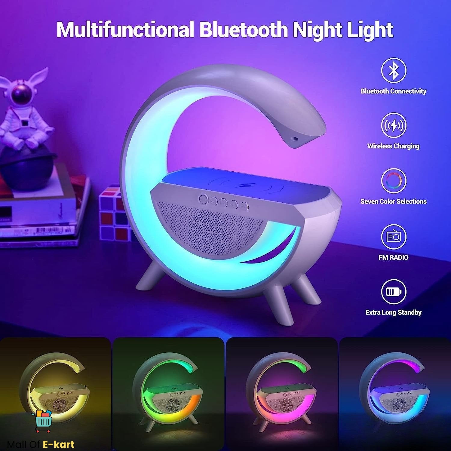 3-in-1 LED Night Lamp with BT Speaker & Wireless Charging