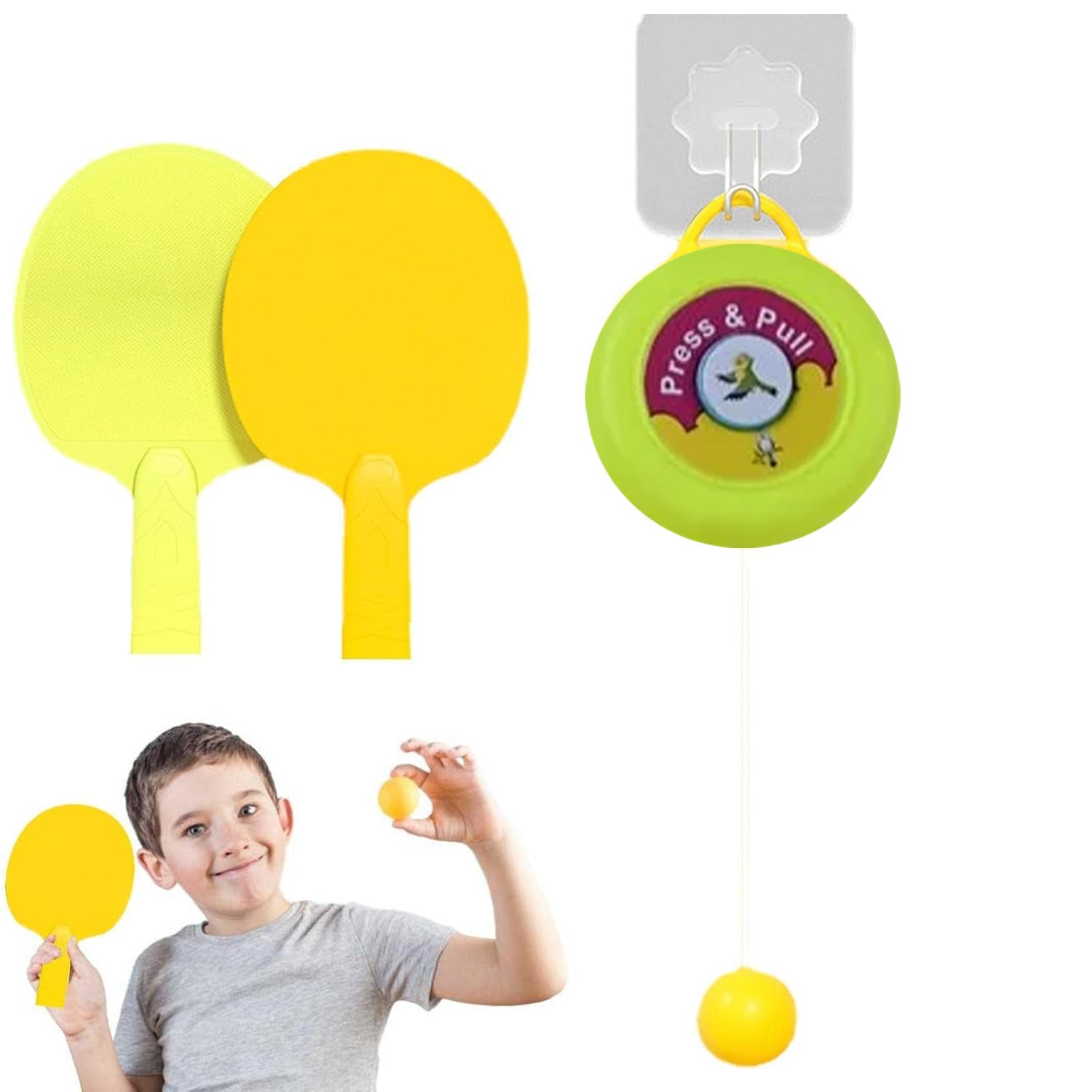 Portable Indoor Hanging Table Tennis Self-Training Set (With Three Balls)