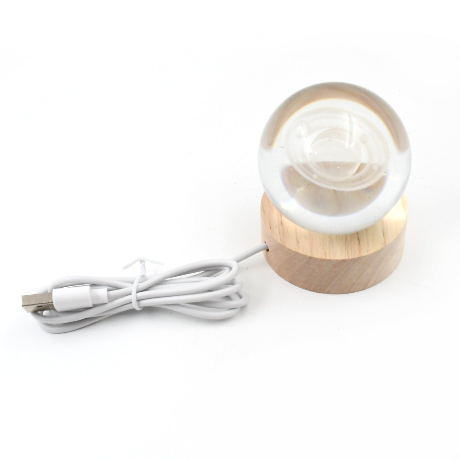 Saturn 3d Crystal Ball Lamps With Wood Base (1 Pc)