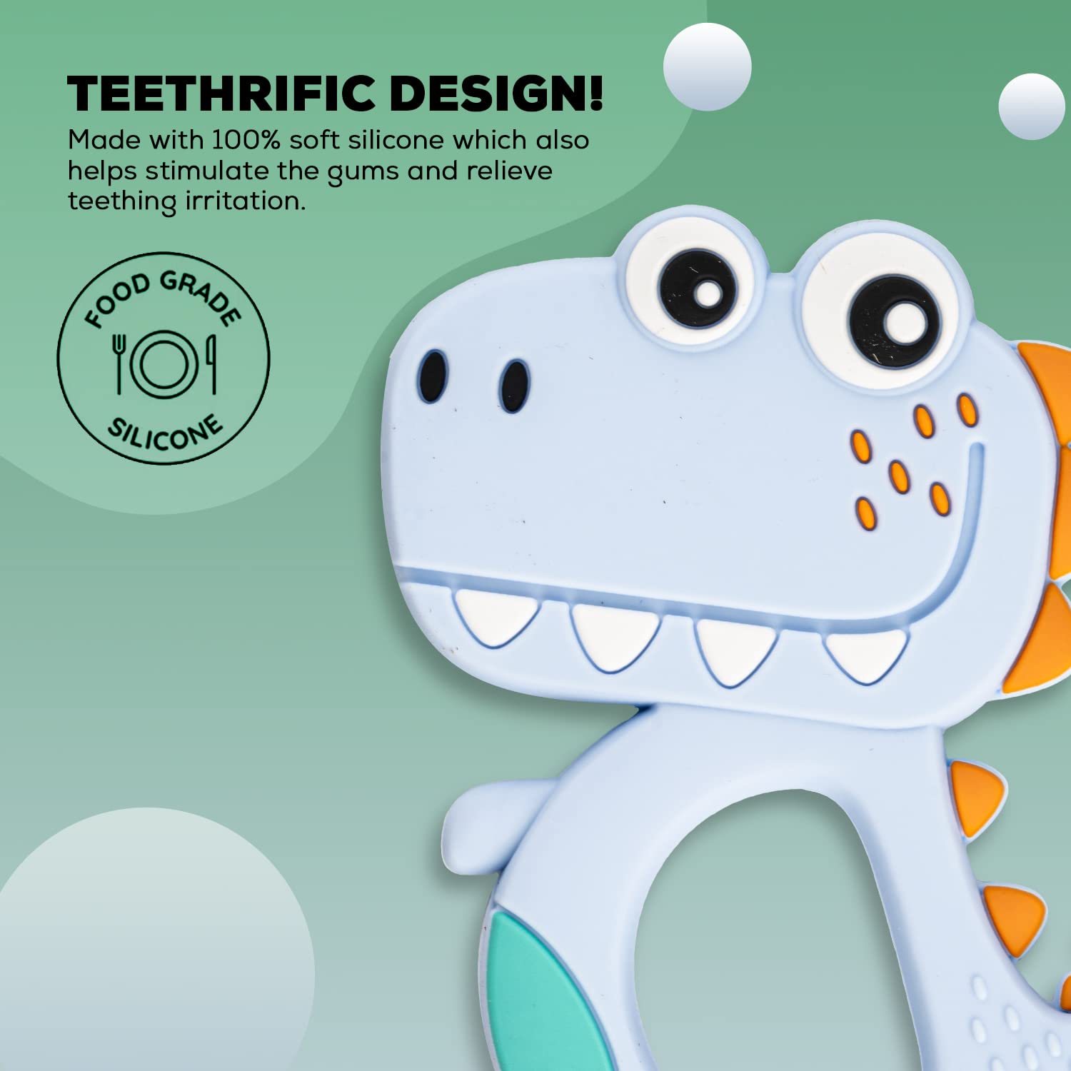 Silicone Dinosaur Teether For Baby (1 Pc  Mix Design  Color)