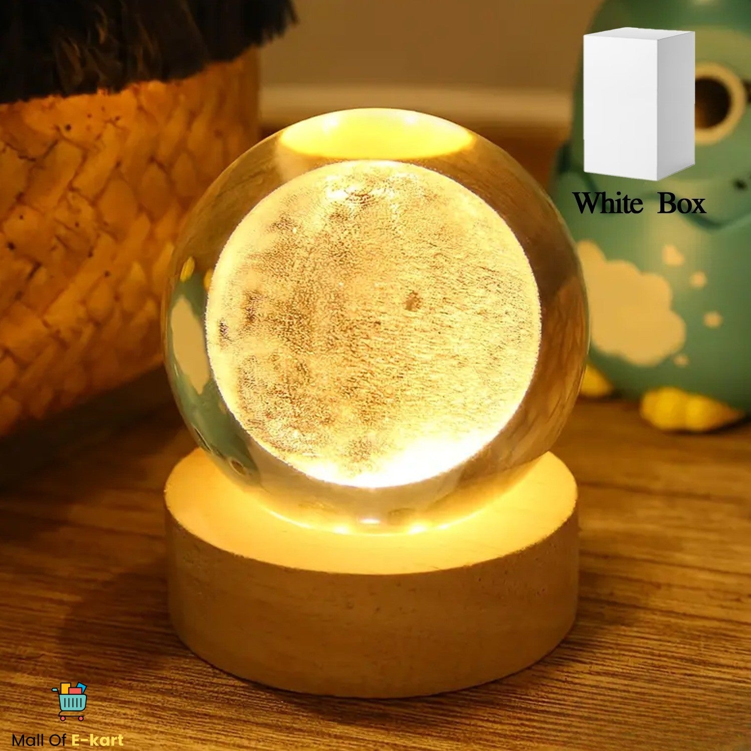 Moon 3d Crystal Ball Lamps With Base For Bedroom 3d Lamps (1 Pc)