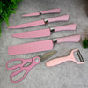 6-Piece Pink Stainless Steel Kitchen Knife Set (Non-Stick Ceramic Coating)