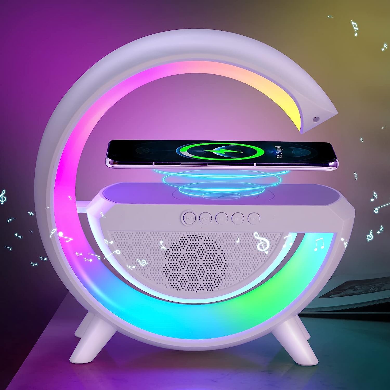 3-in-1 LED Night Lamp with BT Speaker & Wireless Charging