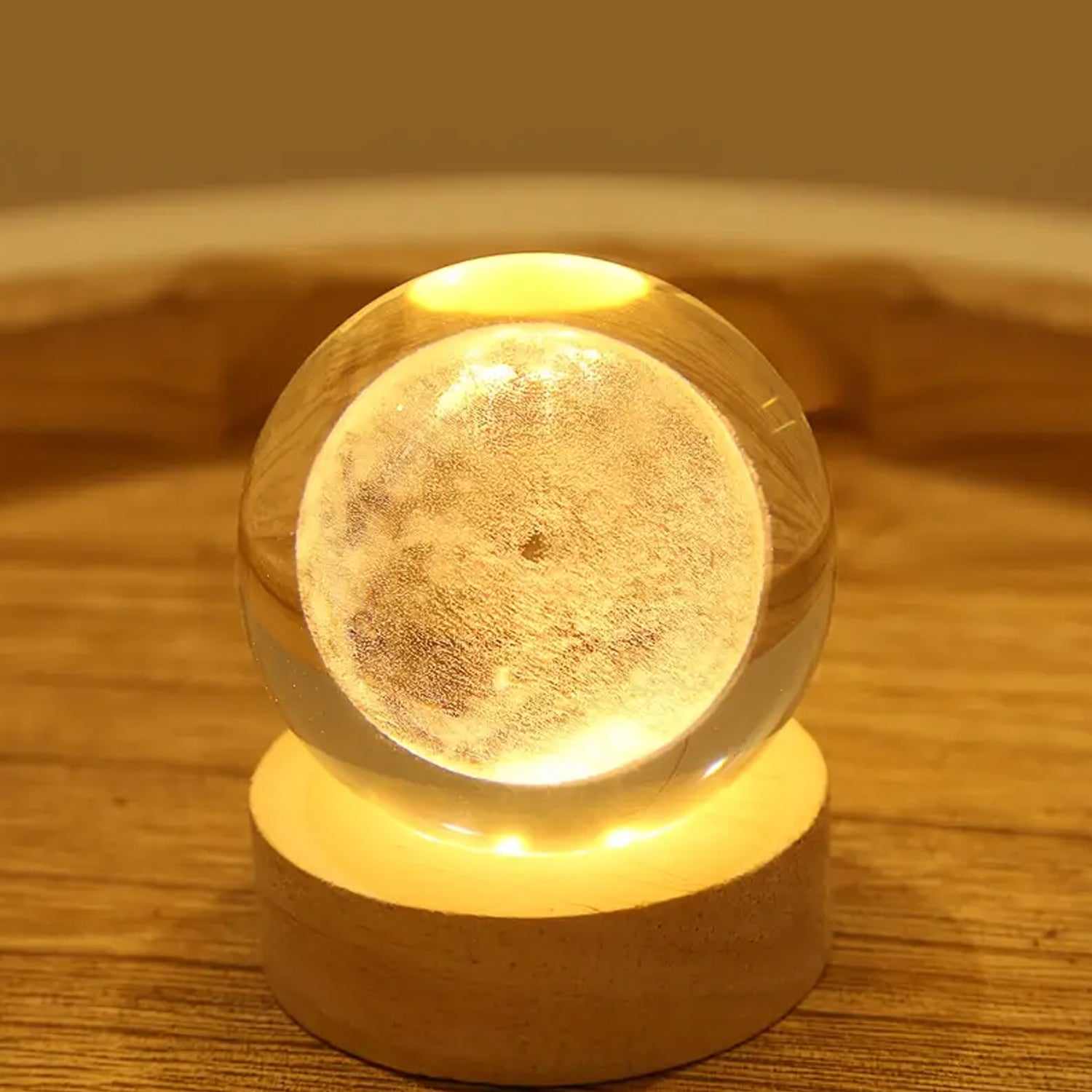 Moon 3d Crystal Ball Lamps With Base For Bedroom 3d Lamps (1 Pc)