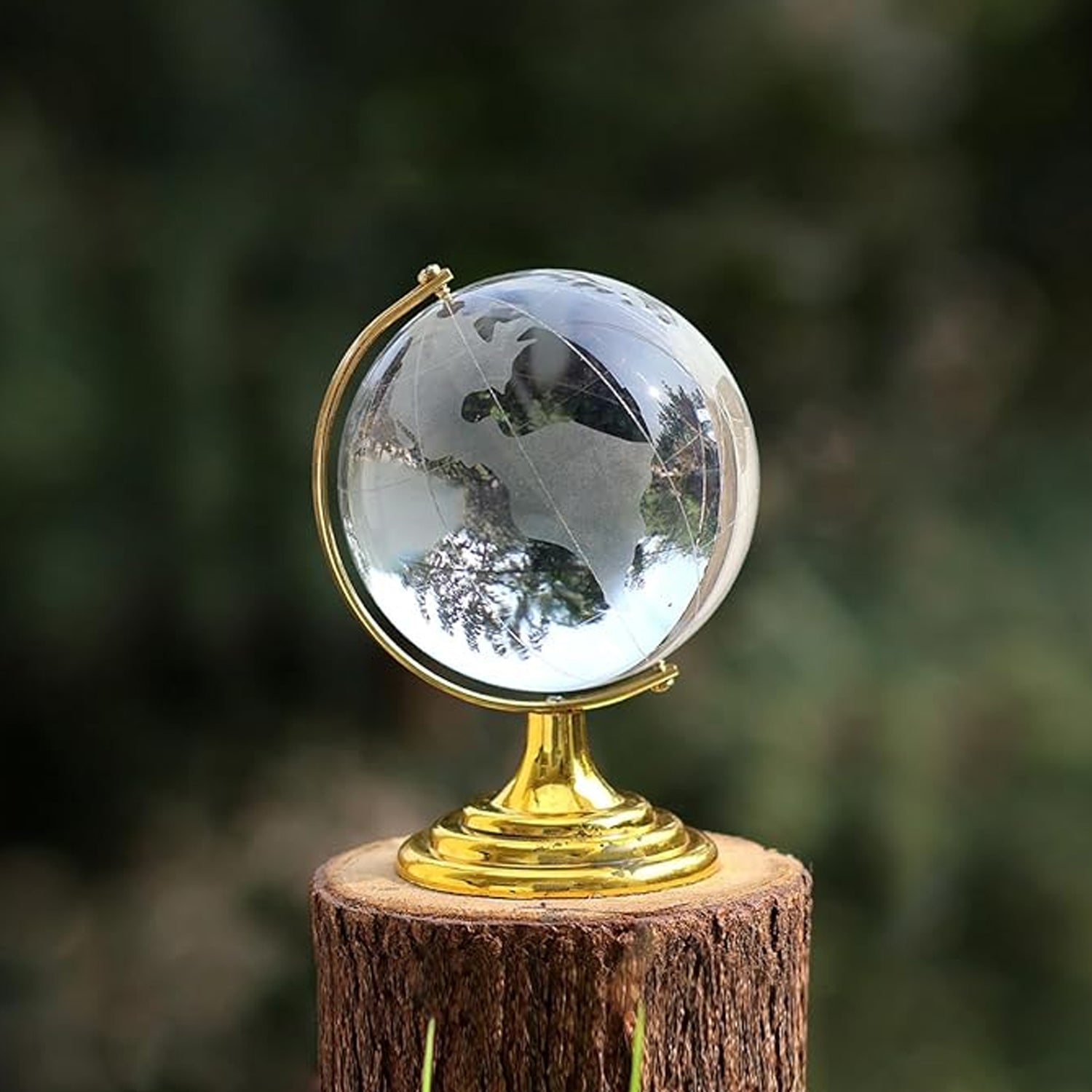 Crystal Globe World Map with Golden Stand (1 Pc.)