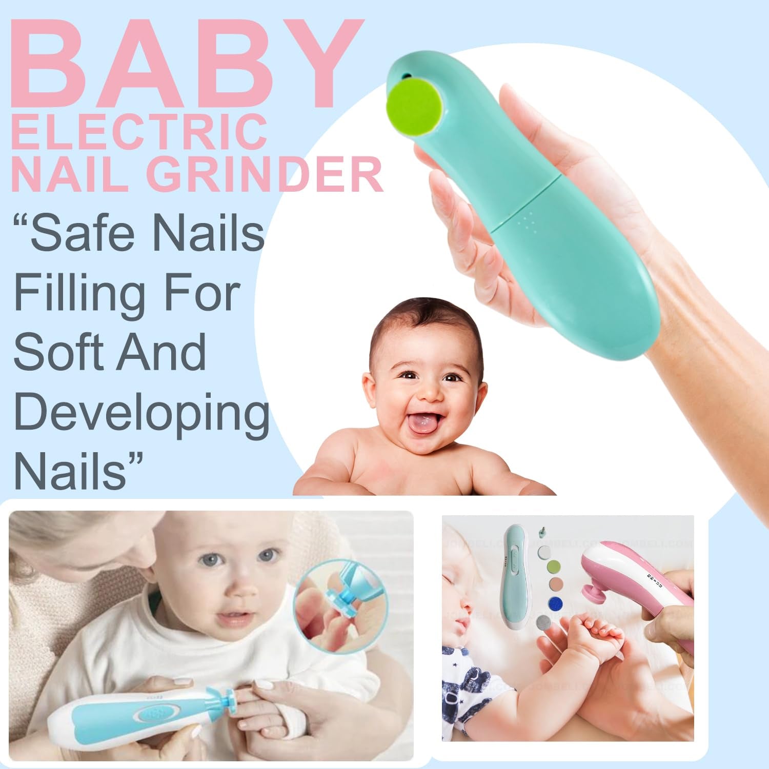 Baby Nail Trimmer Clippers  (including 6 Grinding Heads)