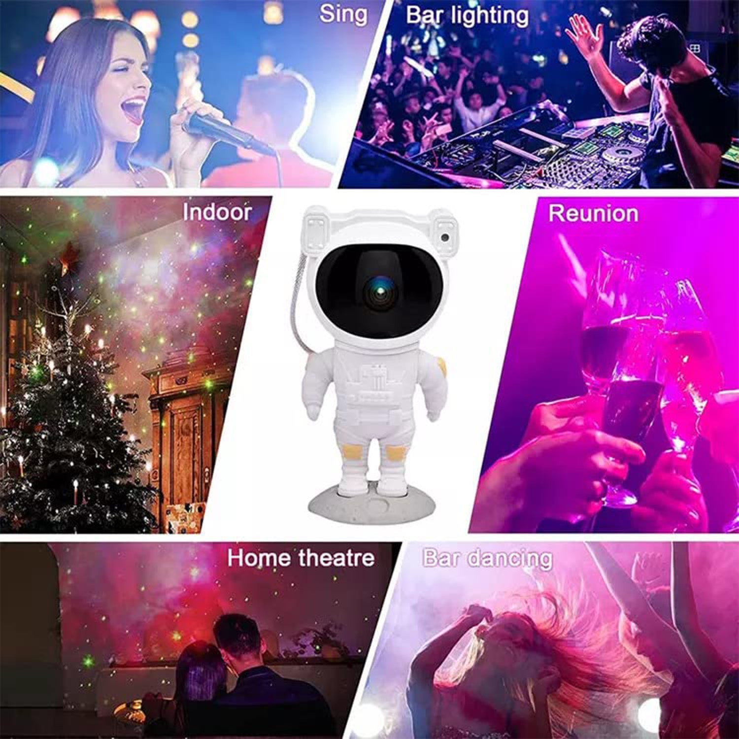 Robot Astronaut Galaxy Projector Night Lamp with Remote Control