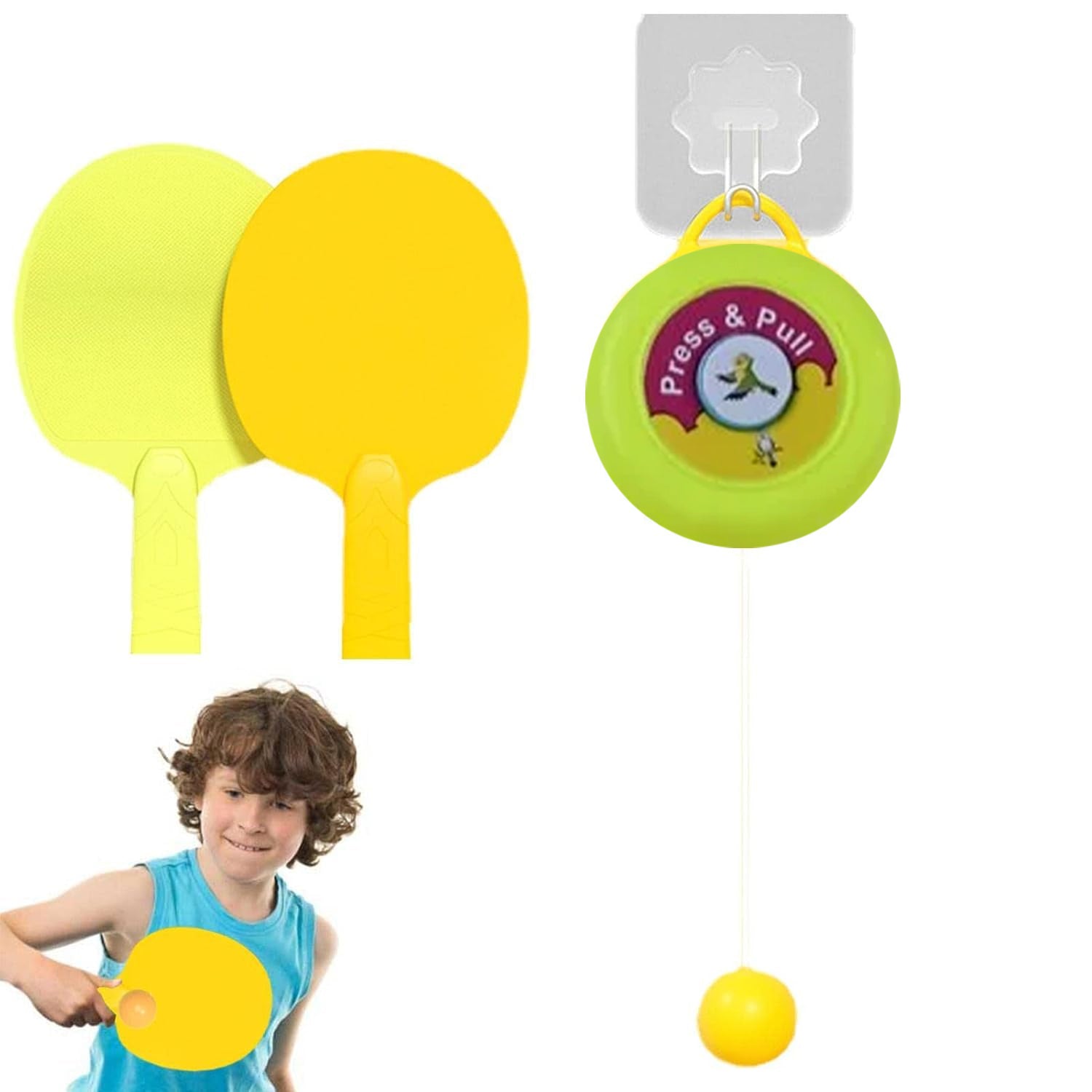 Portable Indoor Hanging Table Tennis Self-Training Set (With Three Balls)